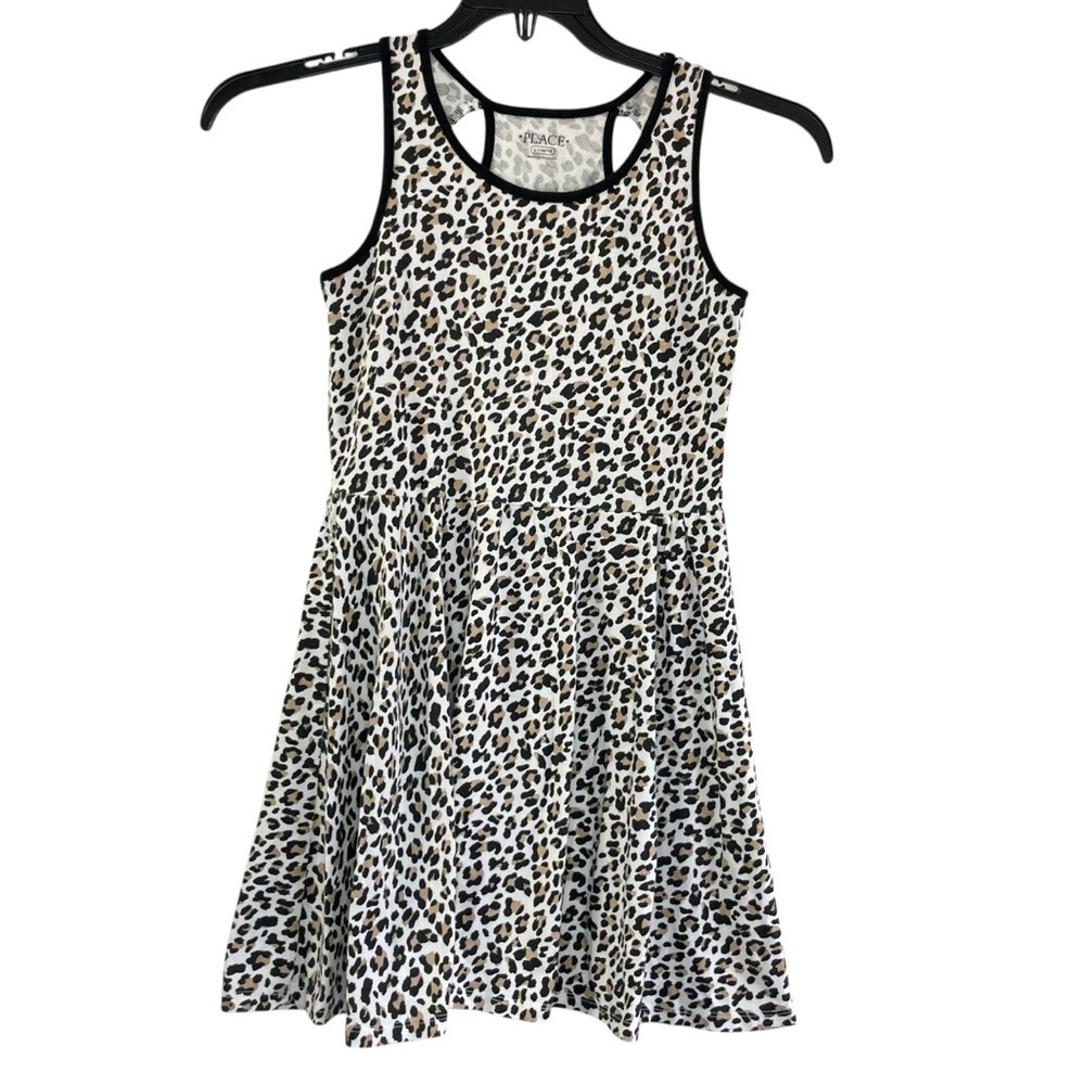 Girls Leopard Print Sleeveless Dress Size L (10–12) Fit & Flare Casual